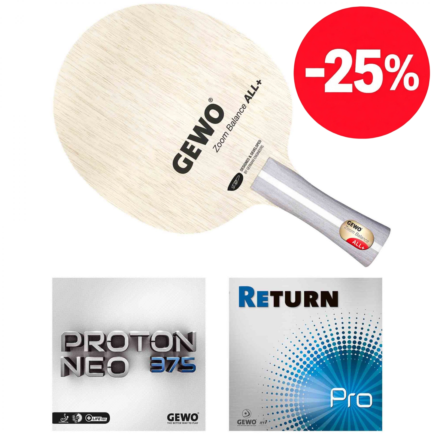 GEWO Raquette Zoom Balance + Proton Neo 375 + Return Pro