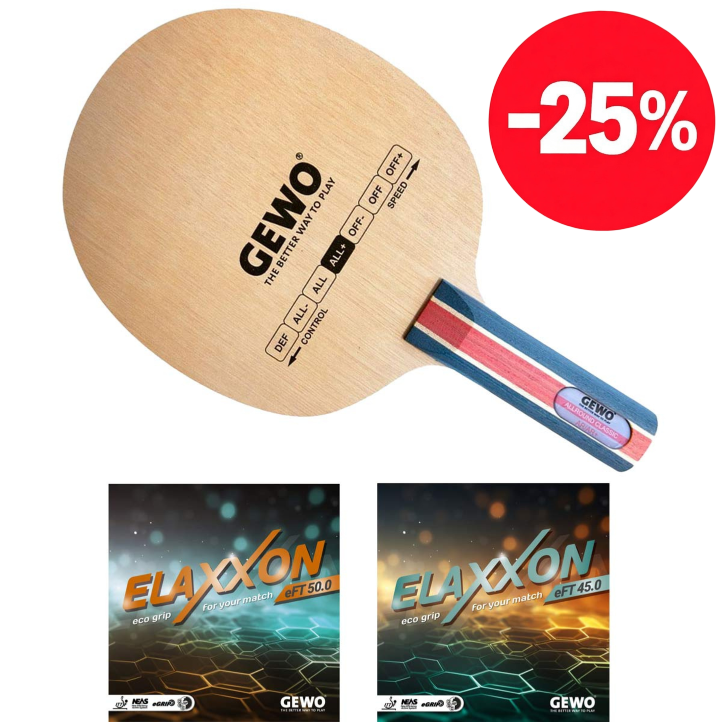 GEWO Raquette Allround Classic + Elaxxon 50.0 + 45.0