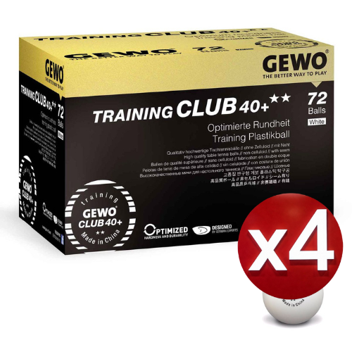 72 balles GEWO Training Club 40+ 2 étoiles ×4 PACK