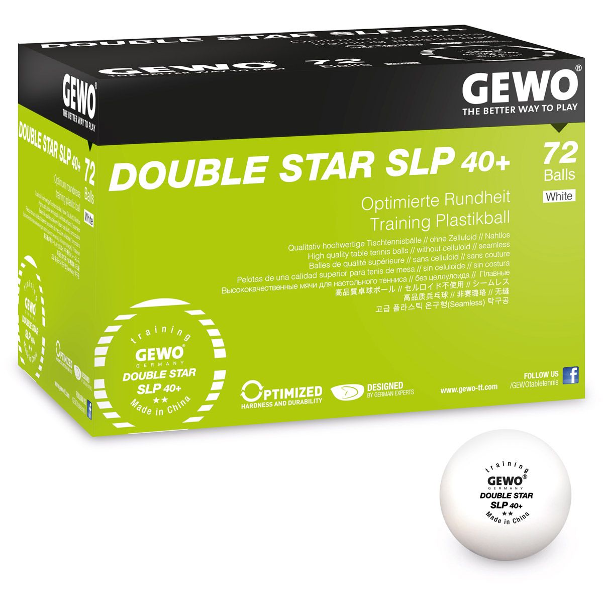 72 Balles GEWO Double Star SLP40+ (2 étoiles)