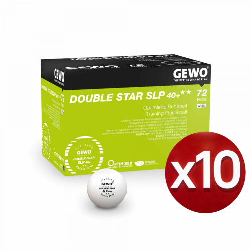 72 Balles GEWO Double Star SLP40+ (2 étoiles) ×10 PACK