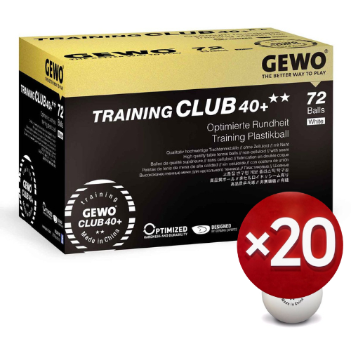 72 balles GEWO Training Club 40+ 2 étoiles ×20 PACK