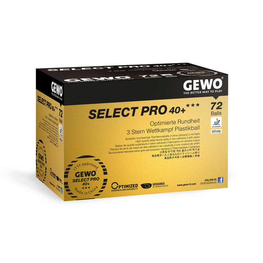 72 Balles GEWO Select Pro 40+ 3 étoiles