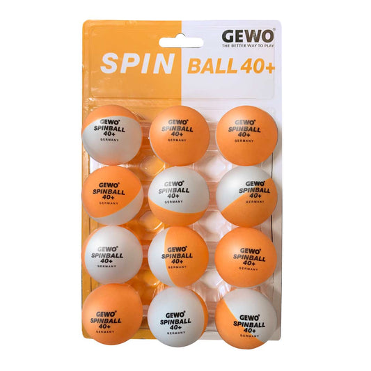GEWO Spinballs 40+ (Lot de 12) – Balles de Tennis de Table Bicolores